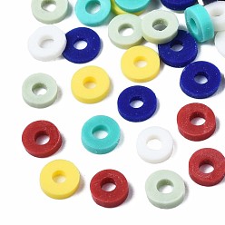 Couleur Mélangete Perles en fimo faits à la main, perles heishi, disque / plat rond, couleur mixte, 4x0.5~1.5mm, Trou: 1.5mm, environ66600 pcs / 1000 g