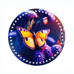 Бабочка Плоские круглые акриловые плавки с принтом, связанные крючком, доска для плетения сумок, аксессуары для сумок своими руками, бабочка, 18x0.3 см, отверстие : 5 мм