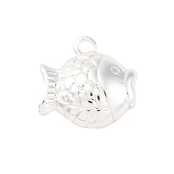 Посеребрённый Латунные подвески, без кадмия, без никеля и без свинца, талисманы в виде золотой рыбки, 925 серебро покрытием, 9.5x9.5x5 мм, отверстие : 1 мм