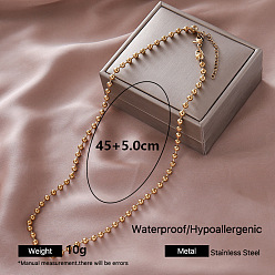 Golden European 304 Stainless Steel Ball Chain Necklaces for Women, Golden, Golden, 17.72 inch(45cm)
