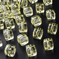 Grün gelb Transparente Acryl Perlen, Viereck, grün gelb, 13x12.5x12.5 mm, Bohrung: 3.5 mm, ca. 162 Stk. / 500 g