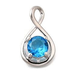 Темно-Голубой 925 подвески из стерлингового серебра с паве из кубического циркония, бесконечная форма, платина, глубокое синее небо, 17x10x4 мм, отверстие : 3.5x2.5 мм