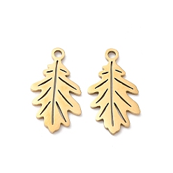 Золотой 201 подвески из нержавеющей стали, лазерная резка, лиственные ветки прелести, золотые, 18x10x1 мм, отверстие : 1.5 мм