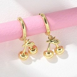 Настоящее золото 18K Латунные серьги-кольца с вишней, стойки покрытие, долговечный, без свинца и без кадмия, реальный 18 k позолоченный, 30x12.5 мм