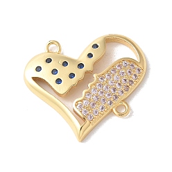 Прозрачный Подвески-сердечки с микропаве из латуни и кубическим цирконием, реальный 18 k позолоченный, долговечный, без кадмия и без свинца, стойки покрытие, прозрачные, 20x22x3.5 мм, отверстие : 1.5 мм
