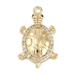 Настоящее золото 18K Латунные микро проложить кубического циркония подвески, без кадмия, без никеля и без свинца, черепаха, реальный 18 k позолоченный, 22.5x13.5x4 мм, отверстие : 1.6 мм