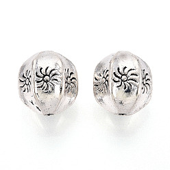 Античное Серебро Сплавочные овальные бусины тибетского стиля , фонарь с солнцем, античное серебро, 10.5x9.5 мм, отверстие : 1.2 мм, Около 384 шт / 1000 г