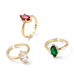 (52) Непрозрачная лаванда Латунные микро проложить манжеты кольца кубического циркония, открытые солитерные кольца, долговечный, реальный 18 k позолоченный, лошадиный глаз , разноцветные, 2 мм, внутренний диаметр: 18.5 мм