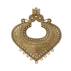 Antik Golden Legierung Kronleuchter Komponenten Links, Herz, Antik Golden, 84x74x4 mm, Bohrung: 2 mm