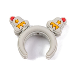 Темно-Серый Силиконовые фокусные шарики, рождественские прически, темно-серый, 26.5x35x9 мм, отверстие : 2 мм