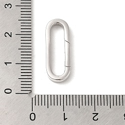 Plaqué Platine Véritable Rhodié 925 anneaux à ressort en argent sterling, ovale, Platine plaqué, 21.5x8x2.5mm