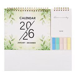 Средний Морско-зеленый 2026 Настольный календарь, с блокнотом и стикерами, школьные офисные принадлежности, средний морской зеленый, 79x257x190 мм