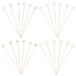Golden 24Pcs 4 Style Iron Floral Picks, Card Holders, for Weddings, Birthday Parties, Events, Decorations, Mixed Shapes, Golden, 6pcs/style