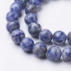 Cornflower Blue Gemstone Beads, Natural Blue Spot Jasper, Round, Cornflower Blue, 10mm, Hole: 1mm, about 39pcs/strand, 16 inch