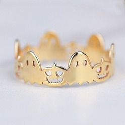 Золотой Призрак и тыква 925 кольца из стерлингового серебра, золотые, размер США 10 (19.8 мм)