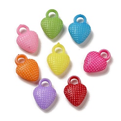 Mixed Color Opaque Acrylic Pendants, Craft Style, Heart, Mixed Color, 15.5x11x4.5mm, Hole: 3mm, 1515pcs/set