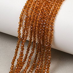 Шоколадный Стеклянные бусины, имитация кварц, граненые, круглые, цвет шоколада, 2 мм, отверстие : 0.5 мм, около 175 шт / нитка, 14 дюйм