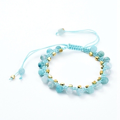 Hemimorphite Natural Hemimorphite Braided Bead Bracelets, Nylon Thread Square Knot Bracelet, with Brass Spacer Beads, 2-1/4 inch~3-1/4 inch(5.8~8.2cm)