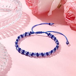 Королевский синий Стеклянные браслеты из бисера с краской для запекания, королевский синий, внутренний диаметр: 2-3/4~5-1/4 дюйм (7~13.2 см)