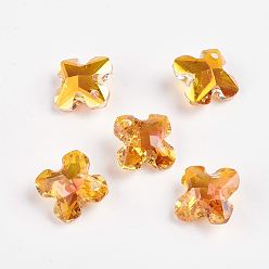 Orange Faceted K9 Glass Charms, Imitation Austrian Crystal, Cross, Orange, 13.5x13.5x6.5mm, Hole: 1.5mm