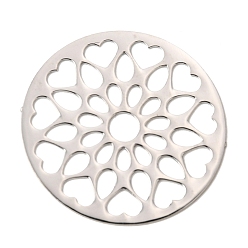 Платина Латунные филигранные подвески, гравированные металлические украшения, плоско-круглые, платина, 24x0.5 мм, отверстие : 3.5 мм