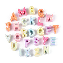 (52) Непрозрачная лаванда Светящиеся и УФ-покрытые непрозрачные акриловые бусины, радужный, буквы, светится в темноте, разноцветные, 19~20x12.5~19x6~13 мм, отверстие : 6 мм