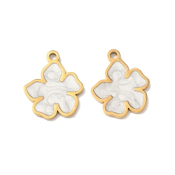 Настоящее золото 18K 304 подвески из нержавеющей стали, цветок, с эмалью, ионное покрытие (ip), реальный 18 k позолоченный, 18x14.5x1.3 мм, отверстие : 1.4 мм