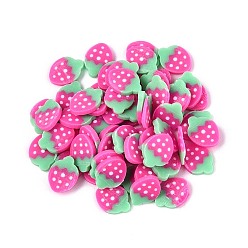 Клубника Кабошоны из полимерной глины ручной работы с фруктами, ногтей декоративные аксессуары, клубника, 4.5~6x3.5~6x0.2~1 мм, Около 52630 шт / 1000 г