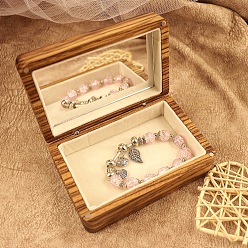 Peru Wooden Jewelry Package Magnetic Boxes with Mirror Inside, Jewelry Storage Boxes, Rectangle, Peru, 12x8x4.3cm