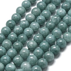 Светлый Морско-зеленый Натуральный Malaysia нефритовые бусы пряди, окрашенная и подогревом, круглые, светло-зеленый, 6~6.5 мм, отверстие : 1 мм, около 60~62 шт / нитка, 14.96 дюйм (38 см)