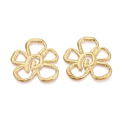 Настоящее золото 18K Текстурированные 304 подвески из нержавеющей стали, цветочный шарм, ионное покрытие (ip), реальный 18 k позолоченный, 48x48x2.5 мм, отверстие : 13x15 мм
