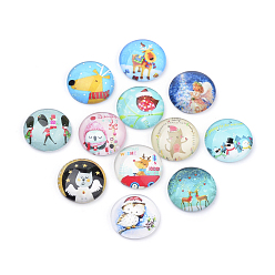 (52) Непрозрачная лаванда Flatback стеклянные кабошоны для поделок проектов, шаблон рождественской темы, купол / полукруглый, разноцветные, 12x4 мм