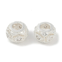 Посеребрённый Латунные микро проложить Цирконий Европейский бисером, без кадмия, без никеля и без свинца, сплюснутый, 925 серебро покрытием, 10x7 мм, отверстие : 4 мм