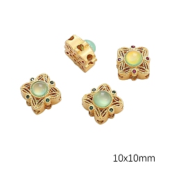 Клевер Подвески кошачий глаз, с латунной фурнитурой , матовый золотой цвет, клевер, 10x10 мм