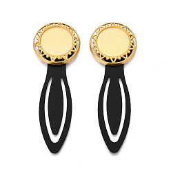 Золотой Закладки из сплава и железа, с плоским круглым вращающимся подносом, золотые, 76.5~77.5x26.5x5.5~6 мм, Размер лотка: 18 мм