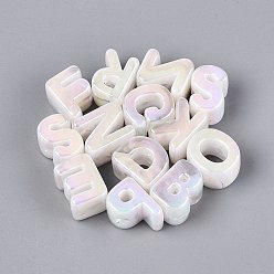 Прозрачный АВ Непрозрачные радужные переливающиеся акриловые бусины, случайная буква, ясно AB, 21x8.5~20.5x15 мм, отверстие : 4 мм, около 90~100 шт / упаковка