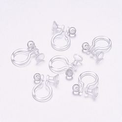 Clear Plastic Clip-on Earring Findings, for Non-pierced Ears, Clear, 11x9x4mm, Fit for 3mm rhinestone