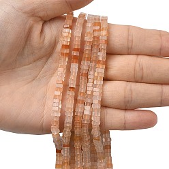 Розовый Авантюрин Натуральный розовый авантюрин бисер нитей, квадратный, 4.5x4.5x2.5 мм, отверстие : 1 мм, около 46~51 шт / нитка, 14.57~15.35'' (37~39 см)