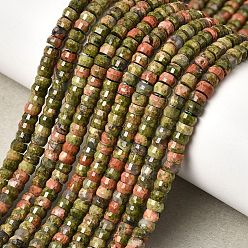 Унакит Нити из натуральных бусин унакита хейши, граненые, шайба, 4x2.5 мм, отверстие : 0.9 мм, около 151~155 шт / нитка, 14.57''~14.96'' (37~38 см)