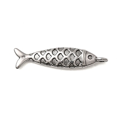 Нержавеющая Сталь Цвет 304 подвески из нержавеющей стали, рыбы прелести, цвет нержавеющей стали, 25.5x6x3 мм, отверстие : 1.3 мм