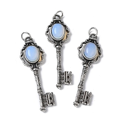 Опал Ключ латунный опаловый большой кулон, с целью перехода в кольце, античное серебро, 55.5x16.5x5~6.5 мм, отверстие : 4.5 мм