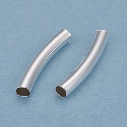 Посеребрённый Бисера латунной трубки, долговечный, изогнутые бусины, трубка, 925 серебро покрытием, 20x3 мм, отверстие : 2.5 мм