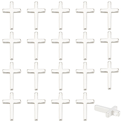 Посеребрённый 20шт. латунные маленькие крестики-подвески, долговечный, 925 серебро покрытием, 13x8.5x2 мм, отверстие : 0.5 мм