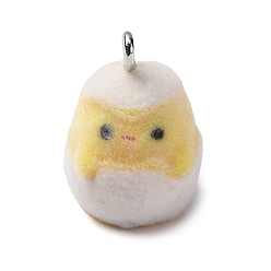 Снежный Кулоны из флокированной смолы, утка, с железной платиной петлей, снег, 19x13x13 мм, отверстие : 1.8 мм