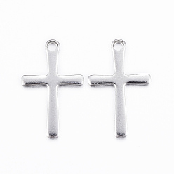Нержавеющая Сталь Цвет Устойчивые к потускнению 304 подвески из нержавеющей стали, крест подвески, цвет нержавеющей стали, 15.5x9.5x0.8 мм, отверстие : 1 мм