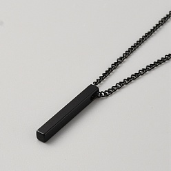 Черный Ожерелье из сплава с прямоугольным кулоном для мужчин и женщин, электрофорез черный, 23.66 дюйм (60.1 см)