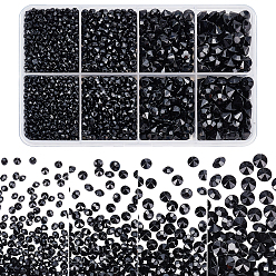 Black 5500Pcs 4 Sizes Acrylic Rhinestone Cabochons, Diamond-shaped, Black, 3~7.5x2~4.5mm