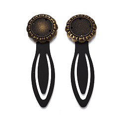 Античная Бронза Закладки из сплава и железа, бант с плоским круглым вращающимся подносом, античная бронза, 76~77x25x5.5~6 мм, Размер лотка: 16 мм