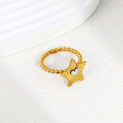 Golden & Stainless Steel Color 304 Stainless Steel Finger Rings for Women, Star & Heart, Golden & Stainless Steel Color, US Size 7(17.3mm)