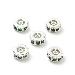 Серебро Латунные микро проложить кубического циркония бусы, долговечный, стойки покрытие, плоско-круглые, серебряные, 6x2.5 мм, отверстие : 0.8 мм